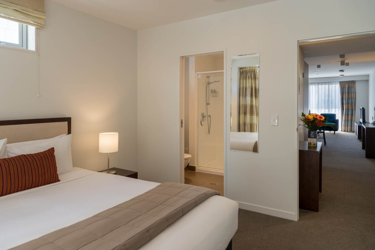 Bedroom - Boulcott Suites 2 Bedroom Apartment South Tower For Village Accommodation Group. Photo credit: Stephen A’Court. COPYRIGHT ©Stephen A’Court