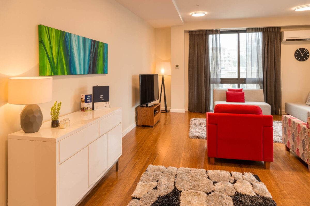 Living Room - Boulcott Suites O_Sullivan Suite The O'Sullivan Suite for Village Accommodation Group, Wellington NZ. Photo credit: Stephen A’Court. COPYRIGHT ©Stephen A’Court
