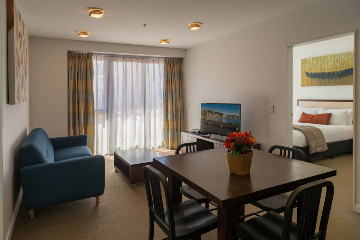 Lounge - Boulcott Suites 1 Bedroom Apartment South Tower For Village Accommodation Group. Photo credit: Stephen A’Court. COPYRIGHT ©Stephen A’Court